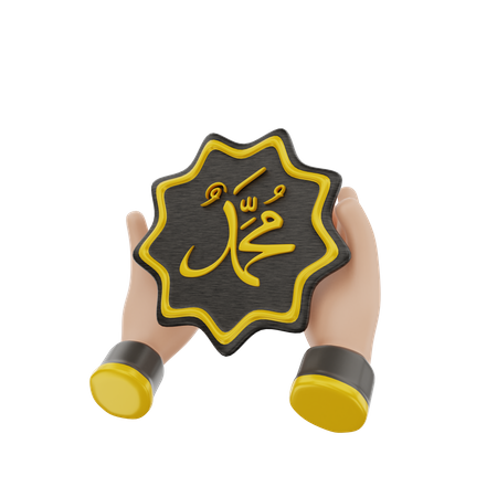 Holding Muhamad Calligraphy  3D Icon