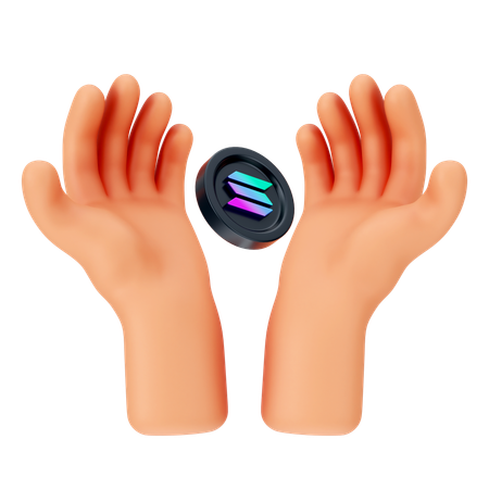 Holding Solana Coins  3D Icon