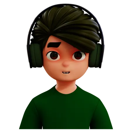 Avatar masculino con auriculares  3D Icon