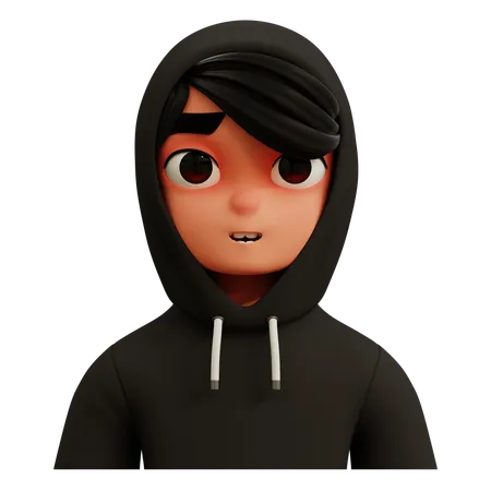 Hombre con chaqueta negra avatar  3D Icon