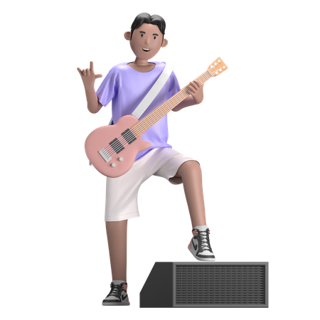 Hombre con guitarra  3D Illustration