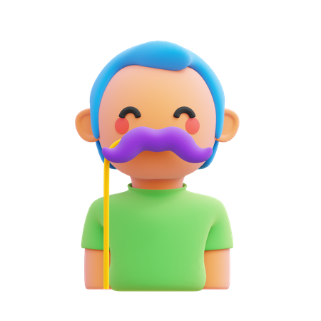 Hombre con máscara de bigote  3D Icon