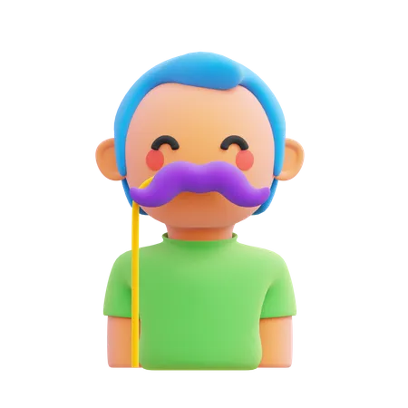 Hombre con máscara de bigote  3D Icon