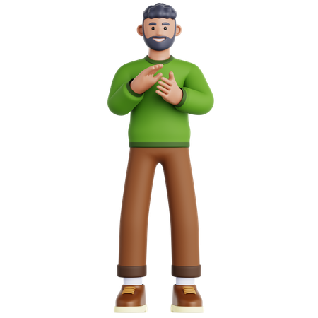 Hombre dando aplausos  3D Icon