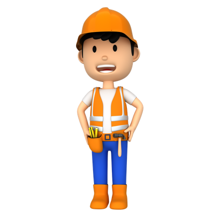 Hombre de la construcción  3D Illustration