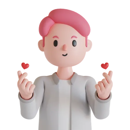 Hombre mostrando signo de amor  3D Illustration