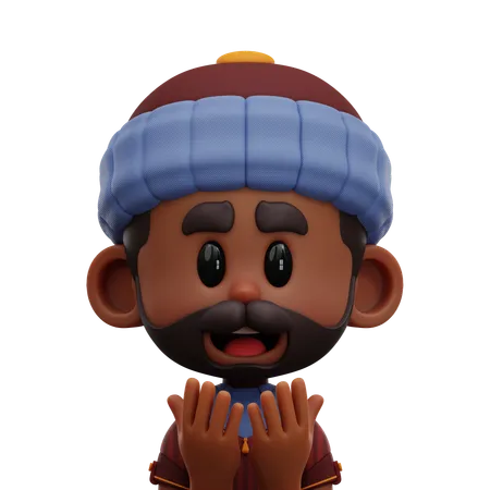 HOMBRE CON MANO EN ORACIÓN  3D Icon