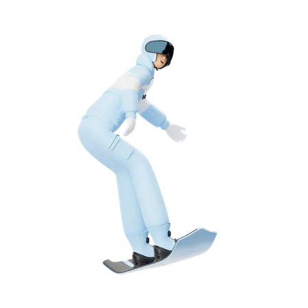 Hombre saltando con tabla de snowboard  3D Illustration