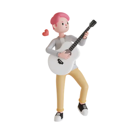 Hombre tocando la guitarra  3D Illustration