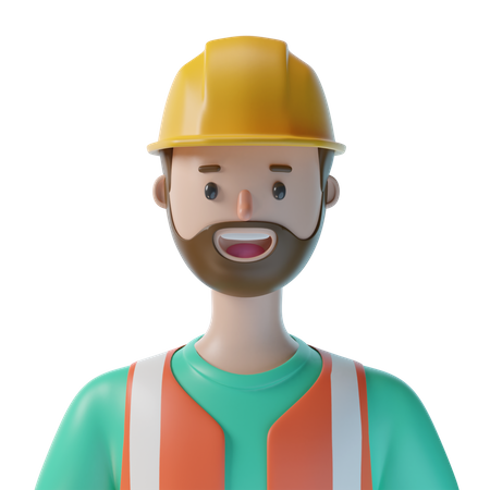 Trabajador de la construcción masculino  3D Illustration