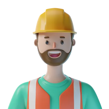 Trabajador de la construcción masculino  3D Illustration