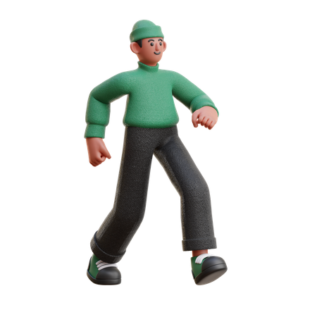 Hombre saliendo a caminar  3D Illustration