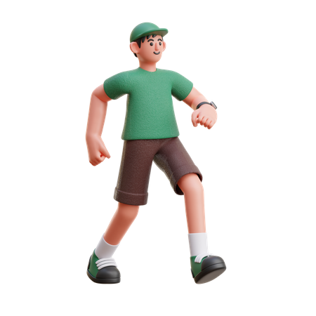 Hombre saliendo a caminar  3D Illustration