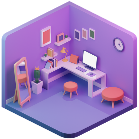 Heimbüro  3D Illustration