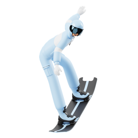 Homem curtindo esportes de snowboard  3D Illustration