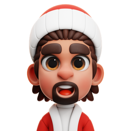 HOMEM DE CABELO LONGO COM FANTASIA DE PAPAI NOEL  3D Icon