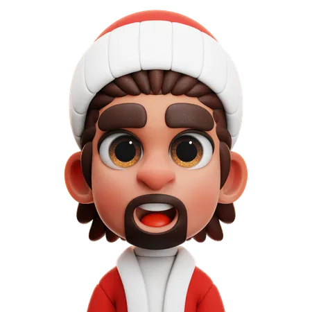 HOMEM DE CABELO LONGO COM FANTASIA DE PAPAI NOEL  3D Icon