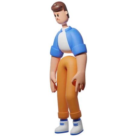 Homem com pose triste  3D Illustration