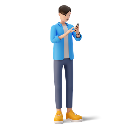 Homem conversando no celular  3D Illustration