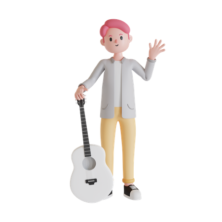 Homem em pé com guitarra  3D Illustration