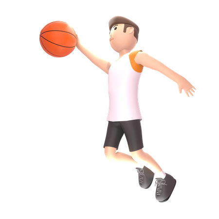 Homem jogando basquete  3D Illustration