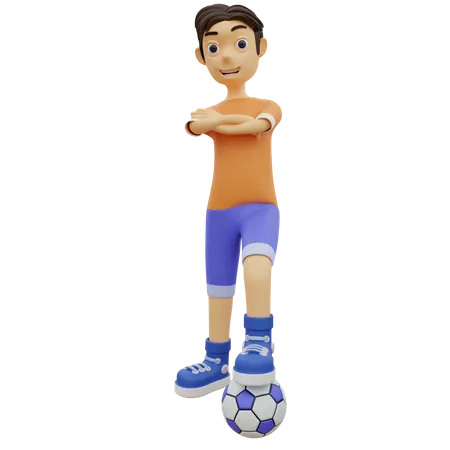 Macho jogando futebol  3D Illustration