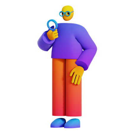 Homem olhando com lupa  3D Illustration