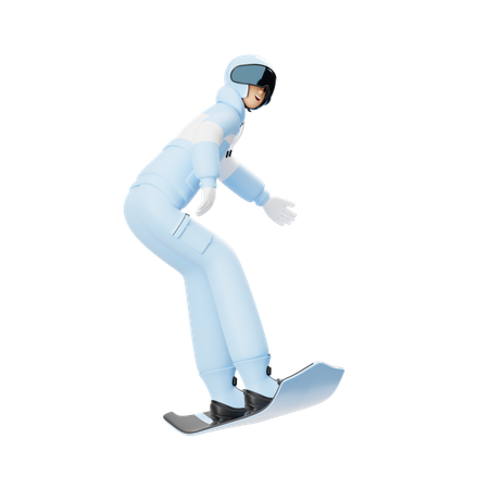 Homem pulando com snowboard  3D Illustration