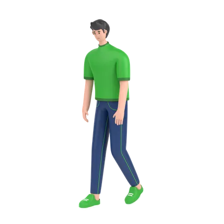 Menino se sente frustrado ao caminhar  3D Illustration