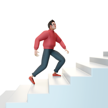 Homem subindo escadas  3D Illustration