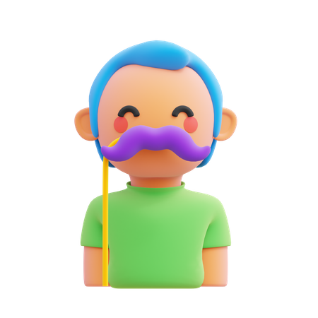 Homem usando máscara de bigode  3D Icon