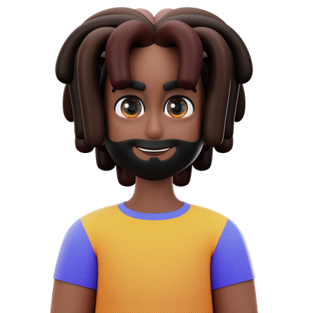 Homme aux dreadlocks avec barbe  3D Icon