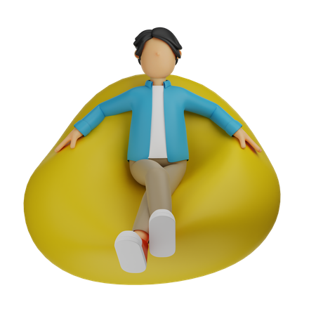 Homme assis sur un pouf  3D Illustration