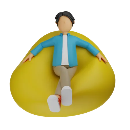 Homme assis sur un pouf  3D Illustration