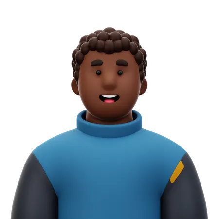 Homme aux cheveux bouclés  3D Icon