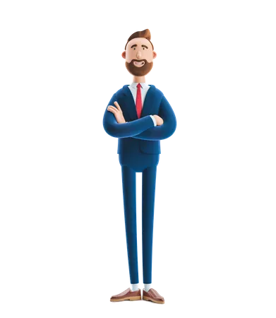 Homme d'affaires barbu  3D Illustration