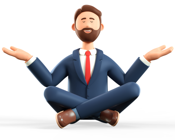 Homme d'affaires faisant de la méditation  3D Illustration