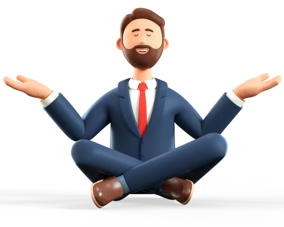 Homme d'affaires faisant de la méditation  3D Illustration