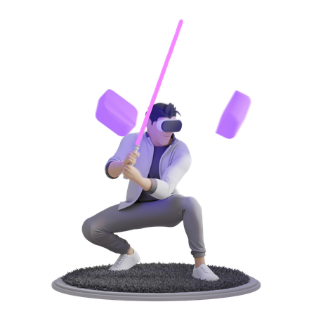 Homme jouant au Sabre  3D Illustration