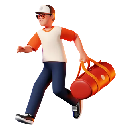 Pose d'un homme portant un sac  3D Illustration