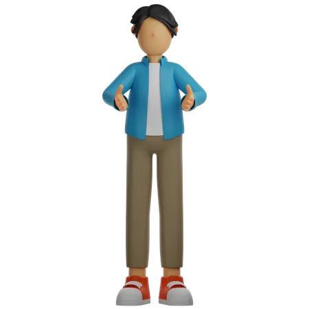 Homme présentant quelque chose  3D Illustration