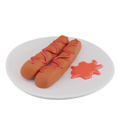 Hotdog And Sauce  3D Icon