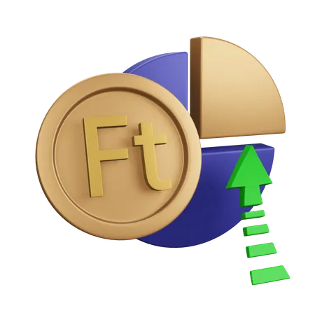 Hungarian Forint Increase Monet Chart  3D Icon