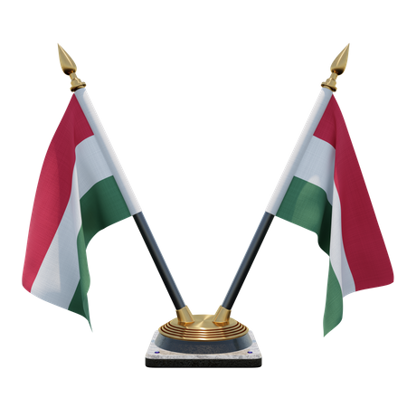 Hungary Double Desk Flag Stand  3D Flag