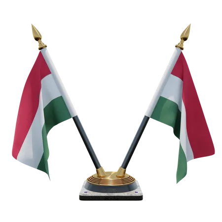 Hungary Double Desk Flag Stand  3D Flag