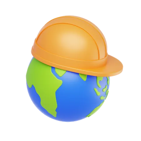 Icono de tierra en casco de seguridad  3D Icon