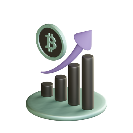 Increment in bitcoin pricing  3D Illustration