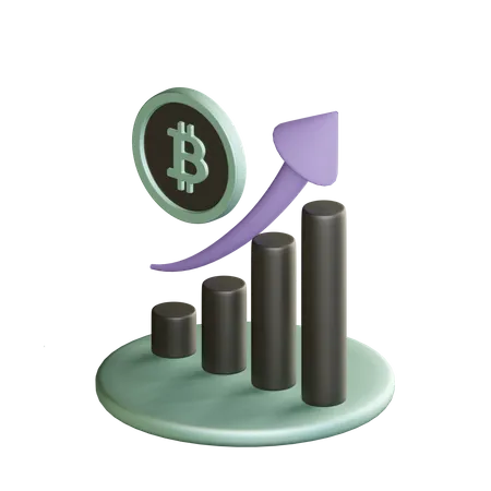 Increment in bitcoin pricing  3D Illustration