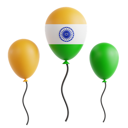 India Flag Balloons  3D Icon