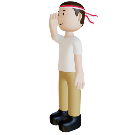 Indonesian man saluting  3D Illustration